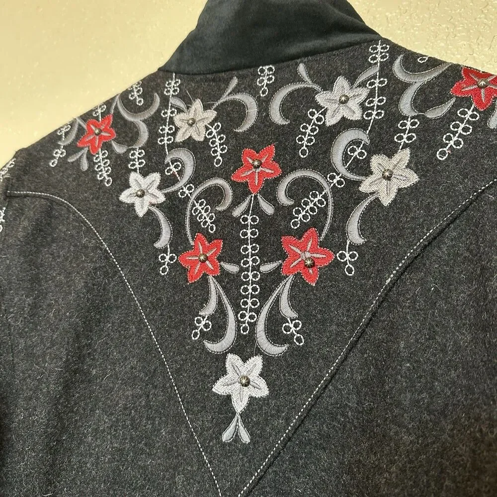 Powder River outfitters jacket Wool Western Embroidered Floral‎ Pattern Large